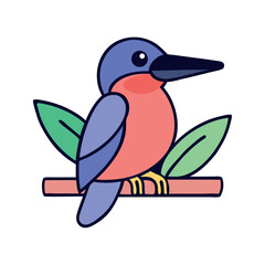 Colorful kingfisher perched exotic tropical bird icon