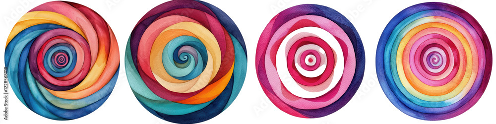 Poster mesmerizing spiral patterns in vibrant psychedelic colors abstract digital art