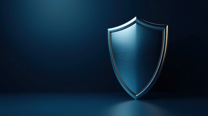 Sleek metallic shield against a dark background