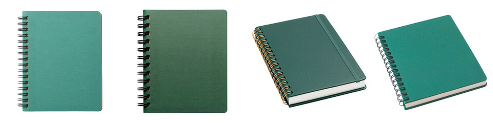 Fototapeta premium Green Spiral Bound Notebook Lying on a Desk or Workspace Ideal for Planning Studying Writing and Organization