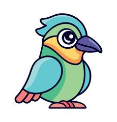 Blue crested bird tropical exotic avian icon