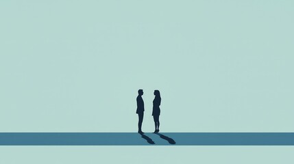 Obraz premium Silhouetted Couple in Conversation Against a Minimalist Background