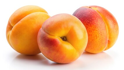 Juicy Apricots Isolated, White Background, Fresh Fruit Photography, High-Resolution Image, Rule of Thirds Composition