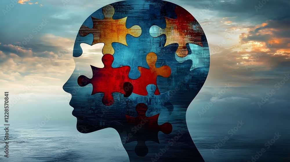 Poster conceptual depicting the abstract and complex nature of cognitive psychology psychotherapy and menta