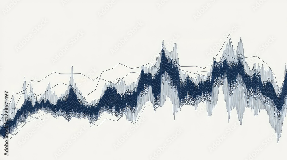 Poster abstract graph illustrating data trends with fluctuating patterns