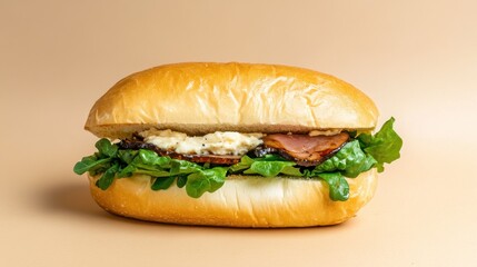 Fresh and Delicious Sub Sandwich with Lettuce and Sauce