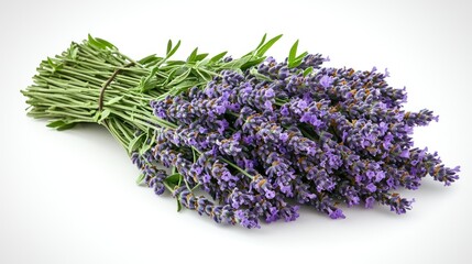 Lavender bouquet on white background for aromatherapy, beauty, or health products