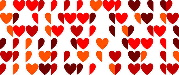 Pattern of Red and Orange Hearts Over a White Background for Valentine Designs