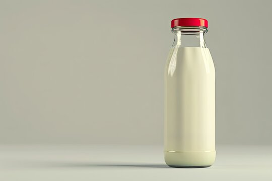 Flawless Picture of Bottle of Milk with Red Lid