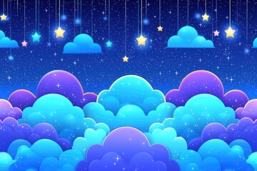 Fototapeta premium Dreamy Night Sky with Colorful Clouds and Shimmering Stars