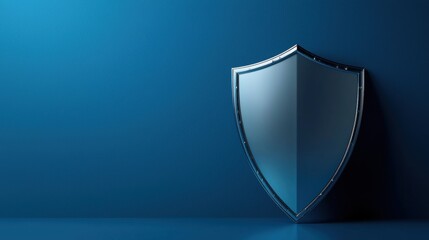 Modern metallic shield against a blue backdrop
