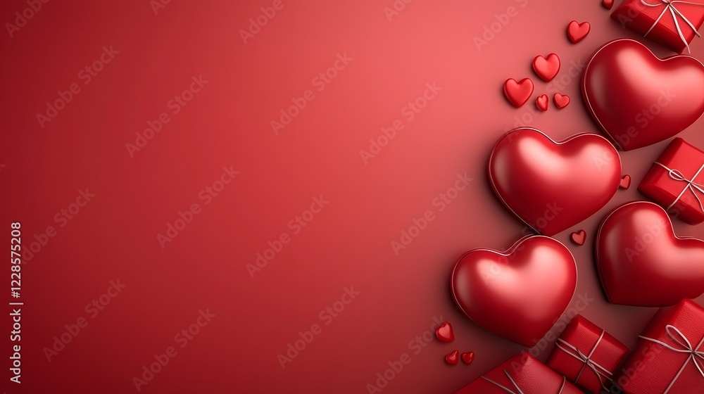 Aufkleber romantic minimalist valentine s day background featuring soft lighting heart shaped chocolates red r