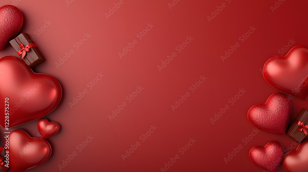 Aufkleber warm and inviting valentine s day flat lay background with an elegant red gradient featuring scatter
