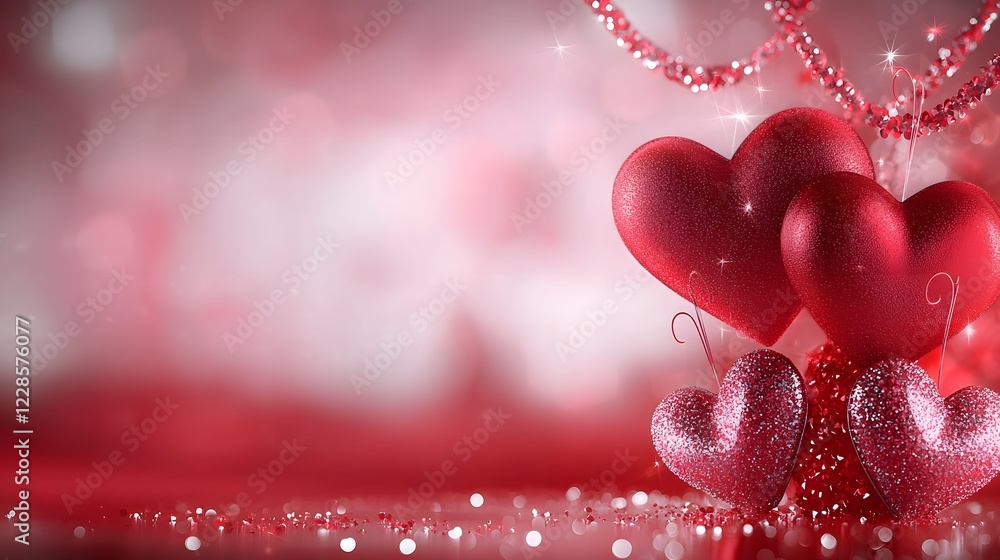 Aufkleber soft and romantic valentine s day backdrop featuring delicate red hearts subtly blending into a ligh