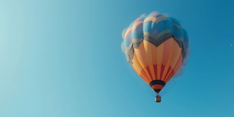Obraz premium Colorful Hot Air Balloon Soaring Through a Clear Blue Sky