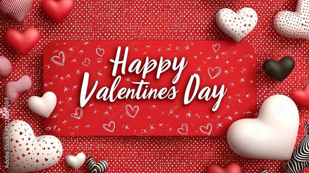 Poster elegant and festive valentines day greeting card design featuring vibrant red heart effects and call