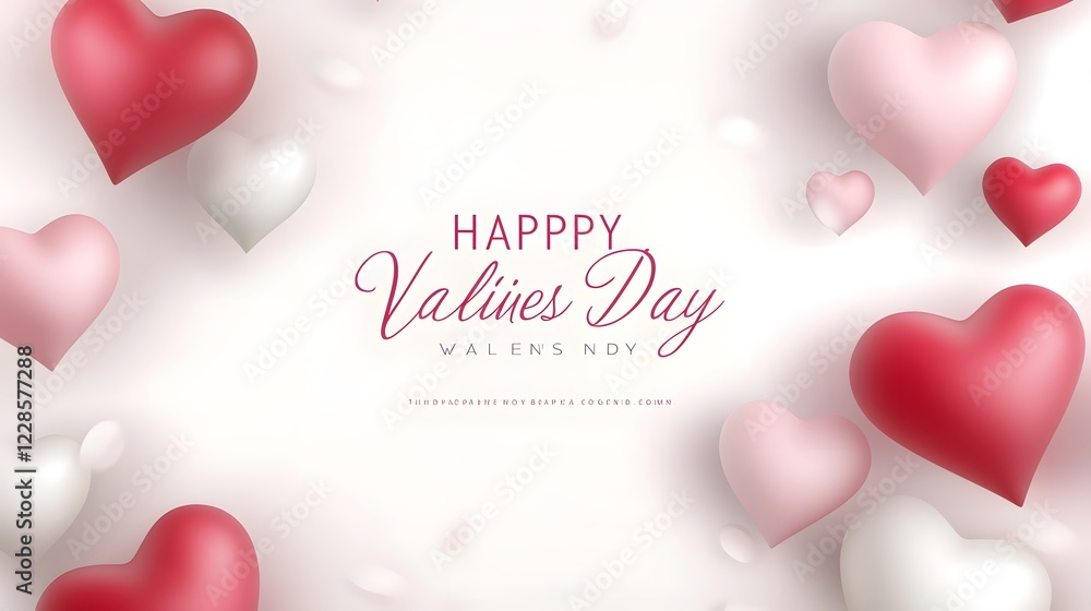 Poster elegant and modern valentines day greeting card template featuring a clean white background with bol