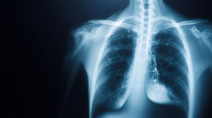 detailed X ray image of chest showing visible lungs and spine, highlighting anatomical structures