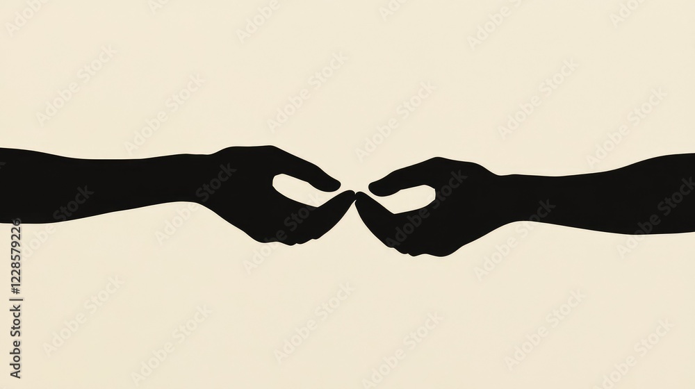 Poster interconnected hands silhouette symbolizing unity and connection