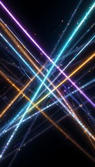 Obraz premium Abstract Neon Lines Intersect In Dark Background
