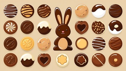 Obraz premium Assorted Chocolate Candies and a Chocolate Bunny