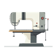 band saw isolated on white background, simplified vector illustration, muted hues, clean shapes, plenty of white space, neat and modern presentation