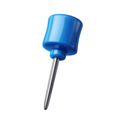 Blue Pushpin with Round Head, Isolated on Transparent Background