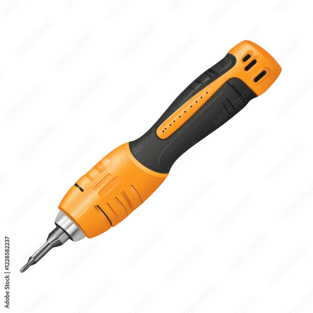 Poster electric screwdriver isolated on white background, minimal vector style, soft colors, smooth and sim