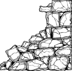Stone corner border outline drawing