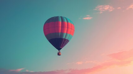 Obraz premium Colorful Hot Air Balloon Floating in a Serene Sky at Sunset