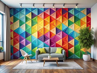 Vibrant Geometric Wall Art: Modern Home Decor, Colorful Pattern Designs, Abstract Shapes, Interior Design, Wall Panel, Geometric Wallpaper