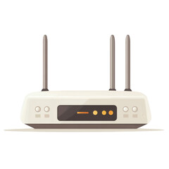 router isolated on white background, flat vector illustration, muted tones, clean and defined lines, abundant white space, visually organized and professional