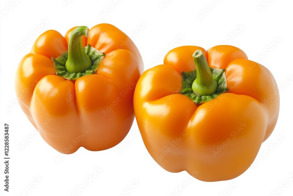 Wall mural Two ripe orange bell peppers isolated on white.