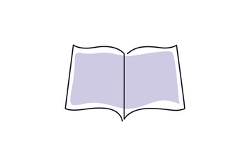 Continuous single-line art of open book. Linear book Clipart. Elegance book and knowledge minimalist outline artwork. 