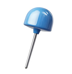 Blue Pushpin with Round Head, Isolated on Transparent Background