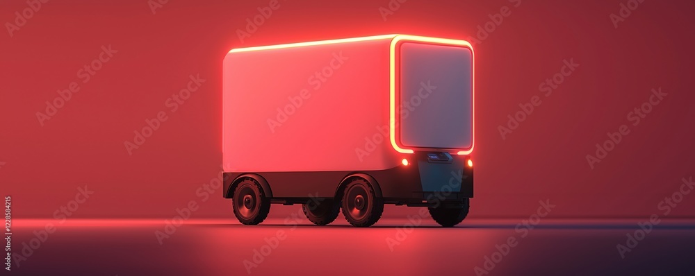 Poster supply chain optimization concepts. futuristic delivery van with glowing edges on a stylish backgrou