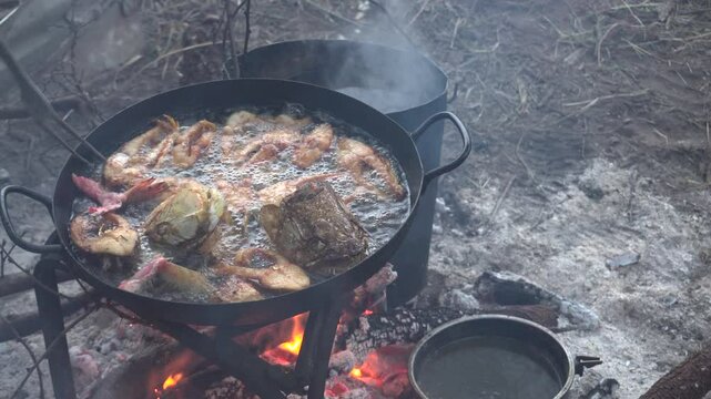 pescado dorado frito en el campo