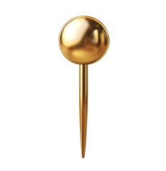 Shiny Gold Pushpin, Isolated on Transparent Background