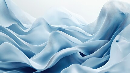 Obraz premium Soft Blue Waves of Transparent Fabric Flowing in a Gentle Motion