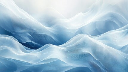 Obraz premium Elegant Abstract Waves in Soft Blue and White Tones for Backgrounds