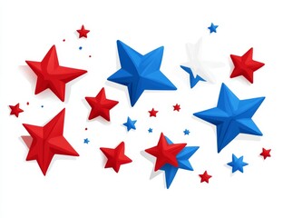 Obraz premium Red, white, and blue stars on white background.
