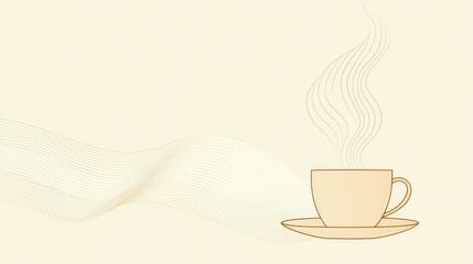 Simple Minimalist Coffee Cup with Steam on Light Background