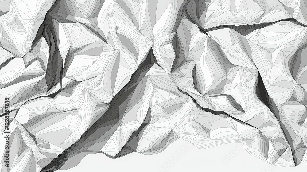 Poster abstract white 3d texture with intricate lines and wrinkles