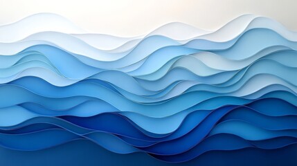 Obraz premium Abstract Blue Waves Paper Art Design