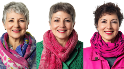 Women in Colorful Scarves Smiling Generative AI