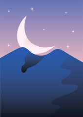 beautiful scenery of dessert at night with star for wallpaper, background, wall paint, and banner