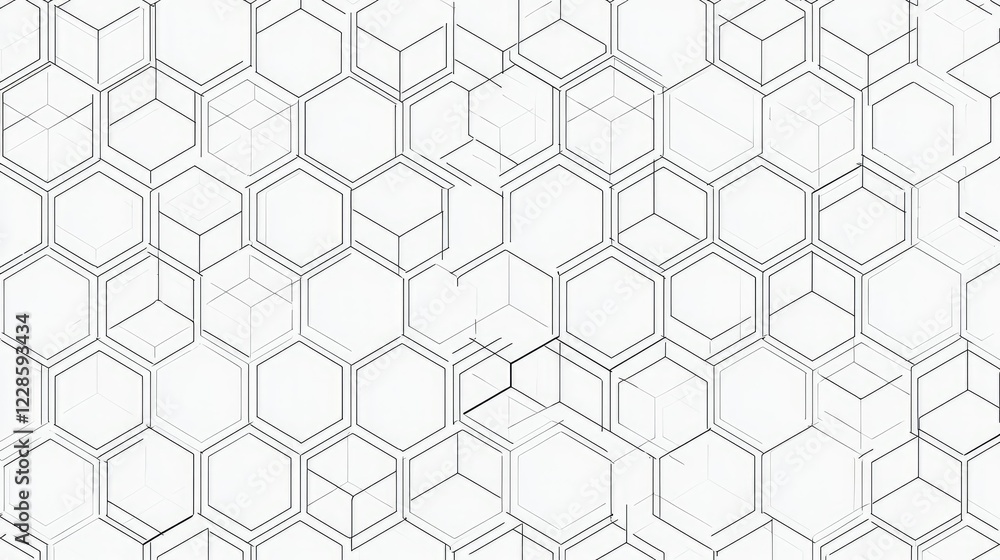 Aufkleber abstract geometric background with hexagons and cubes in gray lines