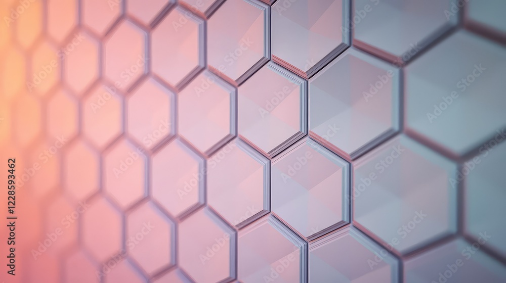 Poster abstract hexagonal pattern with soft gradient light effect