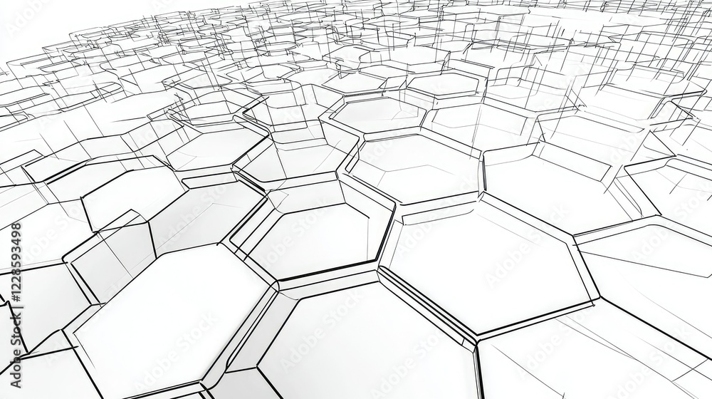Poster abstract wireframe hexagonal pattern in monochrome design
