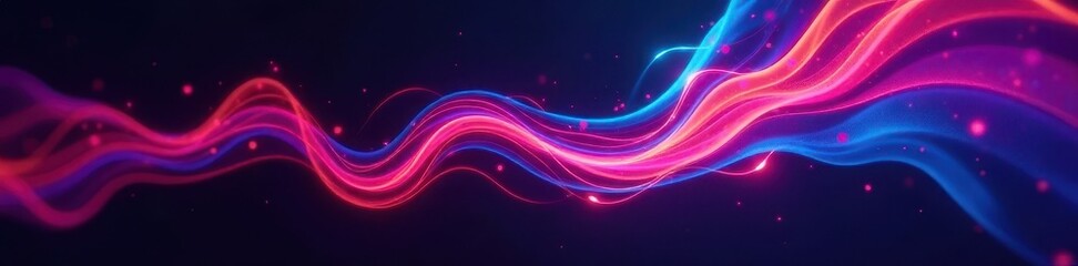 Swirling multicolor fluorescent chemlights on black backdrop , glowing, print
